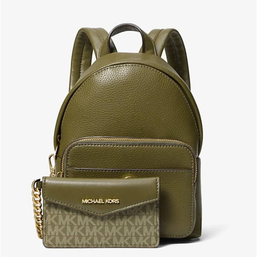 MICHAEL KORS Maisie Extra-Small Pebbled Leather 2-in-1 Backpack Olive  NWT